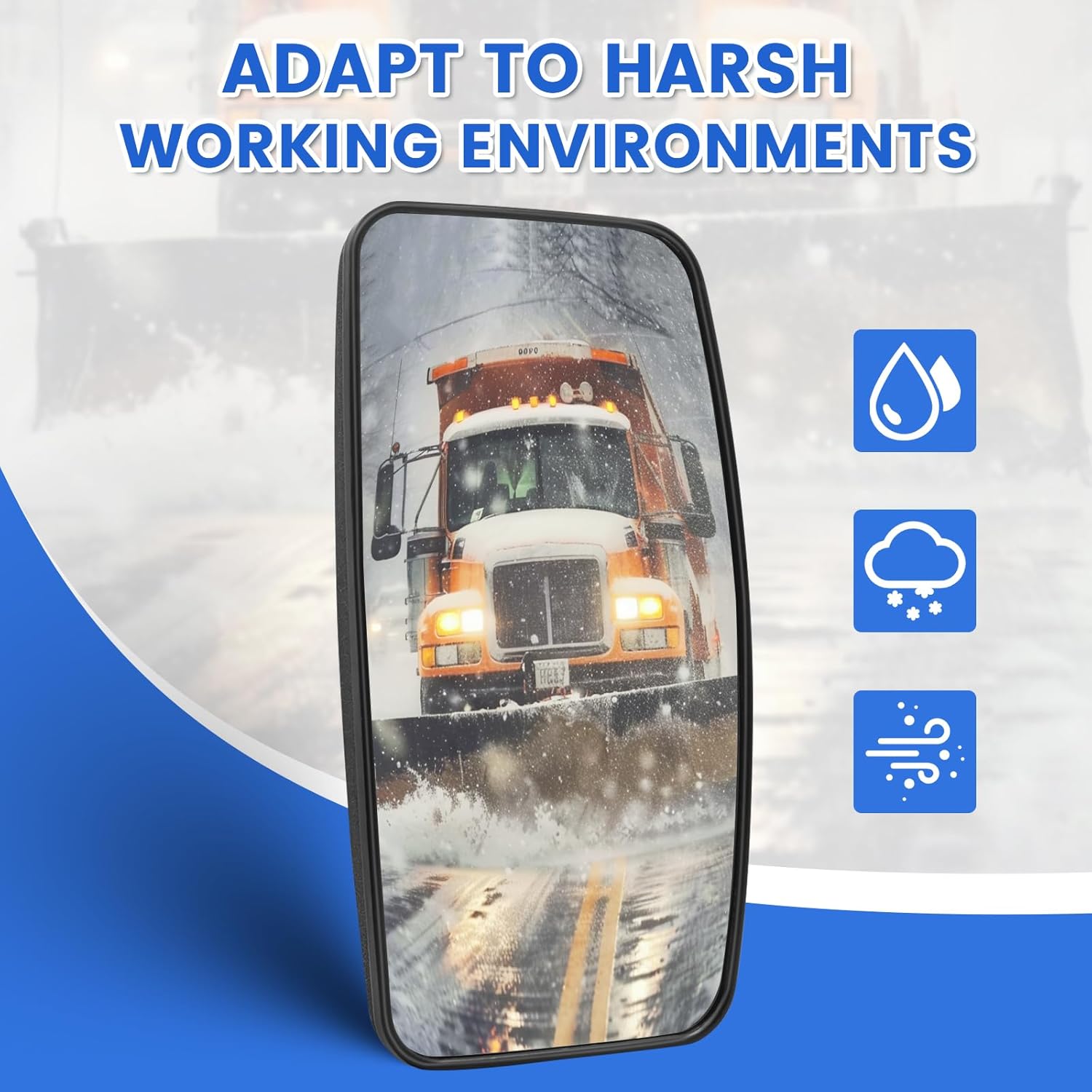 Tractor Mirrors Wide Angle Ajustable Convex Forklift Truck Mirror to Reduce Side Rearview Blind Spot for Excavator, Tailer Replacement 16 * 8.5 inch (2, 16 * 8.5 inch)