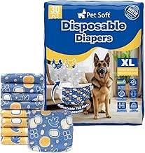 Pet Soft Dog Nappies Female - 30 Count Disposable Dog Diapers Female Xlarge, Super Absorbent Period Pants for Girl Dogs in Season/Incontinence with Wetness Indicator