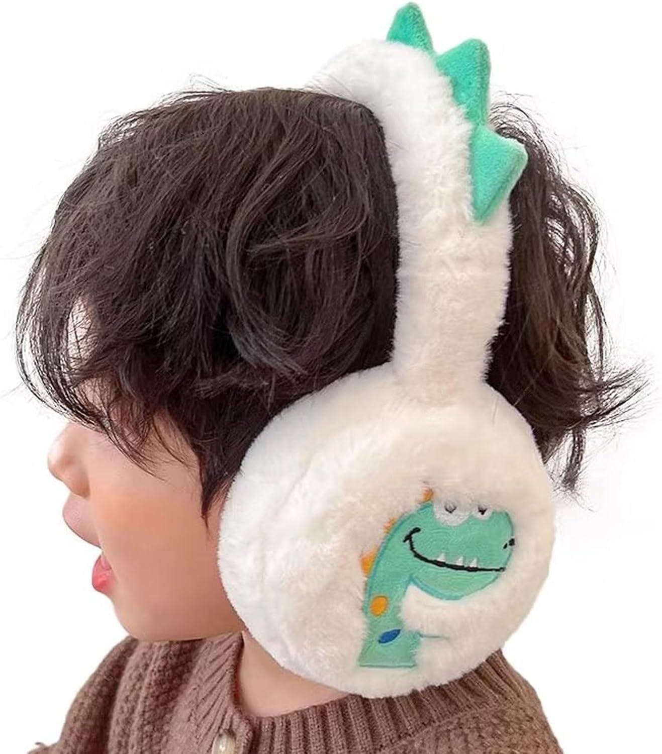 Dinosaur Plush Earmuffs Cartoon Pattern Ear Warmers Warm Winter Ear Protecting for Cold Weather