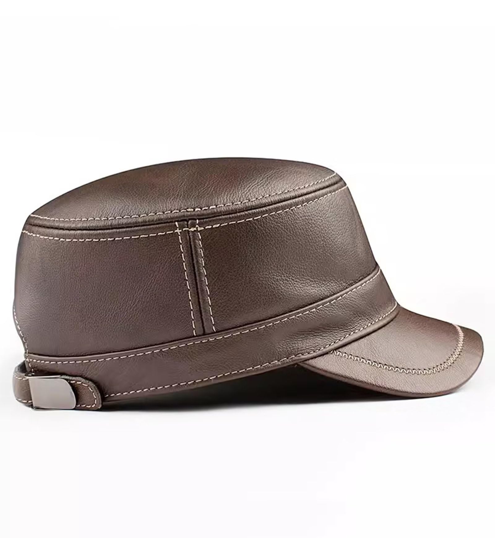 Czapka zimowa z daszkiem ze skóry PU, regulowana, płaska czapka z daszkiem, czapka outdoorowa, czapka taksówkarza, czapka kierowcy, czapka kempingowa, czapka turystyczna, czarna - XL