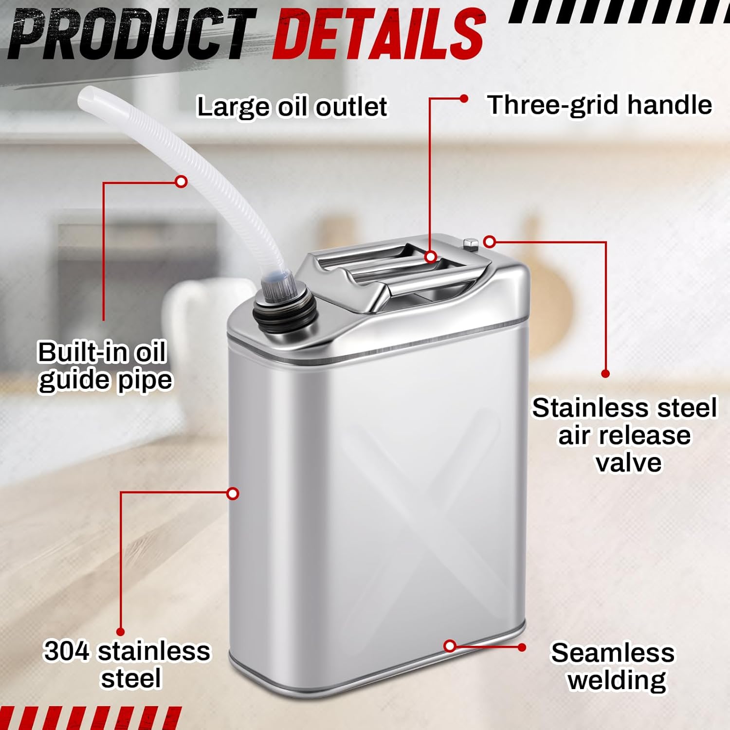 Blulu 2 Pack 5 Gallon Water Jug, 304 Stainless Steel Water Container Storage Can 20 L Portable Leak Proof Drinking Jug with Scientific Spout for Camping Outdoor Emergency Storage