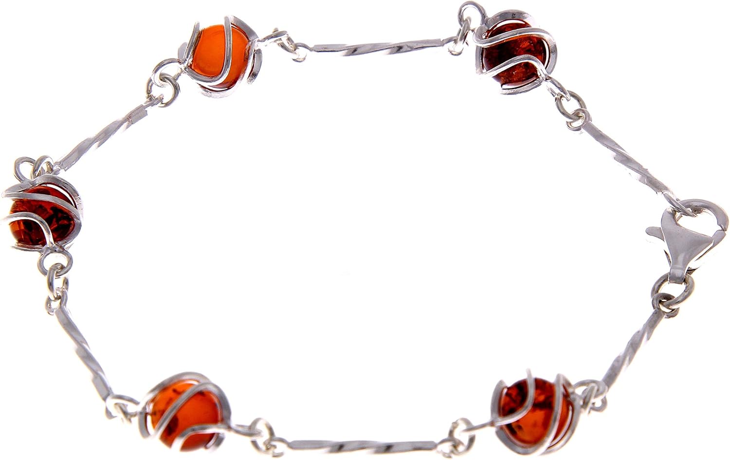 Beautiful Designer 925 Sterling Silver Bracelet set with Baltic Amber - GL516