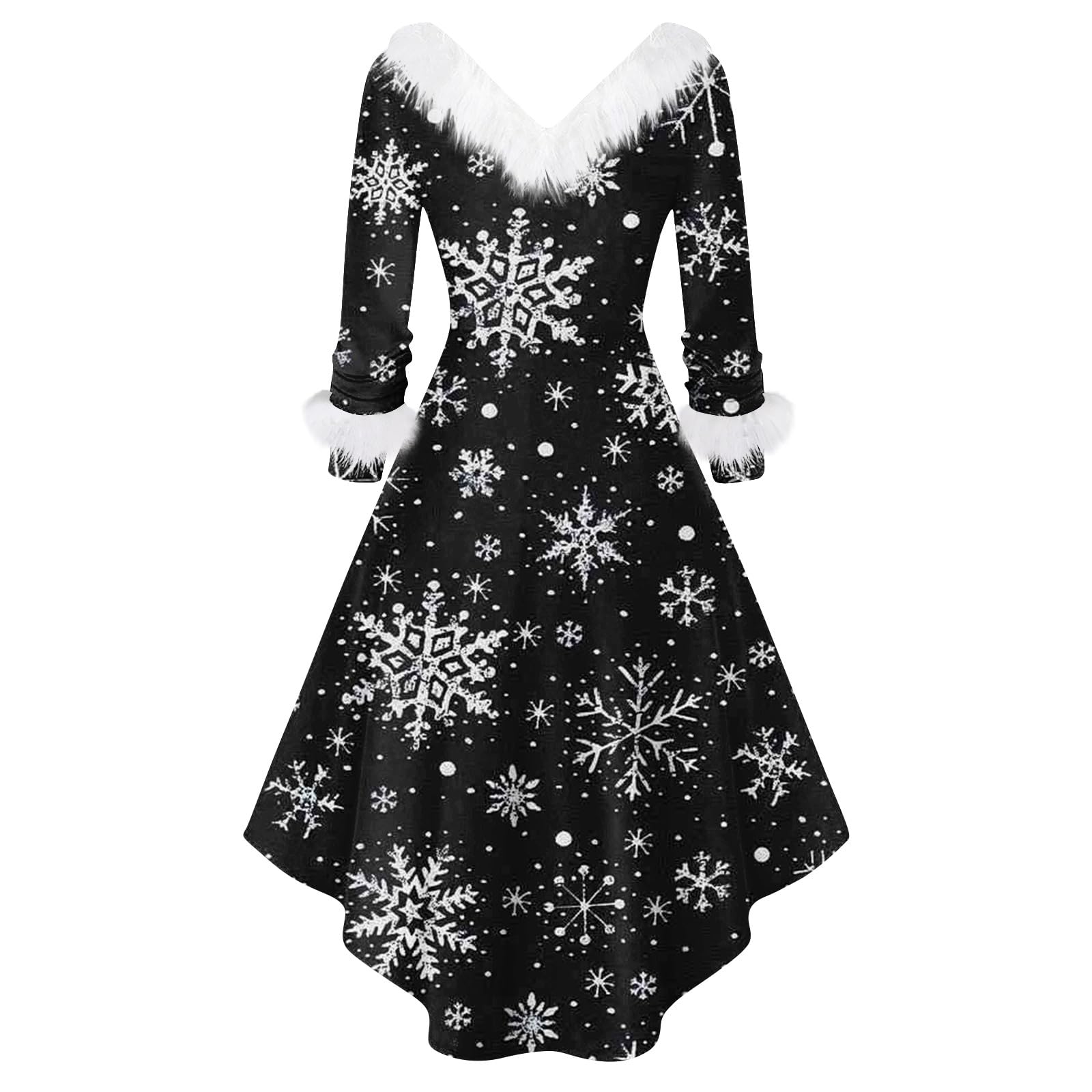 Damen Weihnachtskleid Festlich Weihnachts Kleid V-Ausschnitt Kleider | Weihnachtse A Linien Hochzeit Abendkleider Entwürfe Langen Ärmeln Patchwork Tunika-Kleid