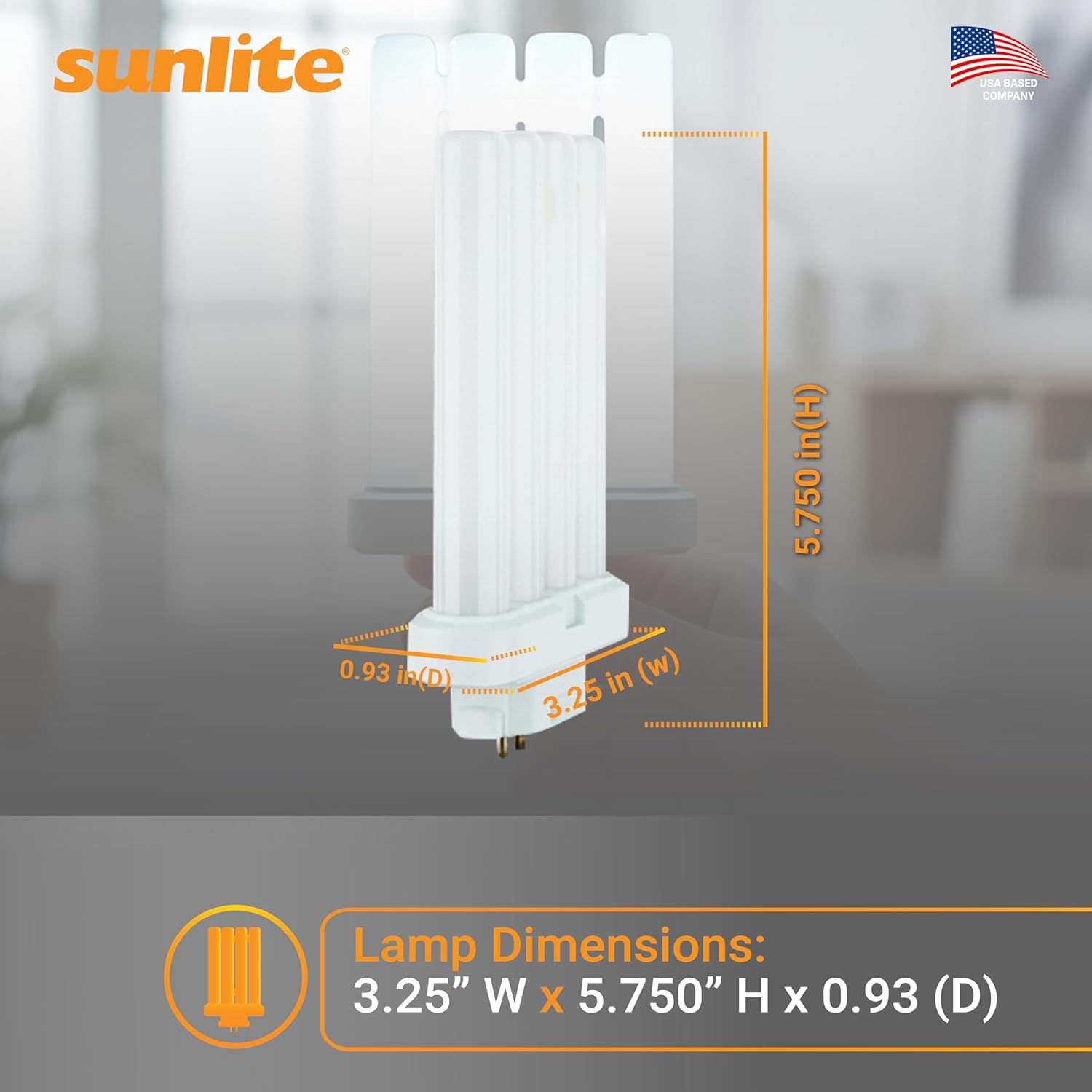 Sunlite 40531 FML27/65K/2PK Quad Tube Plug-in Compact Fluorescent Lamp, FML 4-Pin, 27 Watts, 1500 Lumens, 6500K Daylight, 4-Pin (GX10q4) Base, 120 Volts, 2 Pack