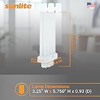 Vista 3 de Sunlite 40531 FML27/65K/2PK Lámpara fluorescente compacta enchufable de cuatro tubos, FML 4 pines, 27 vatios, 1500 lúmenes, luz diurna 6500K, base