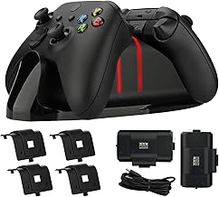 Controller Charger for Xbox Series X S - Dual Controller Charger Kit Compatible with Xbox Series X/Series S/One/One X/One S Elite with 2 Rechargeable Battery Packs 4 Battery Covers and a Charging Cord