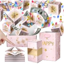 ysmile Surprise Birthay Gift Box for Cash Gift, DIY Explosion Money Box for Boy Girl Men Women Bounce Pop Up - Pink