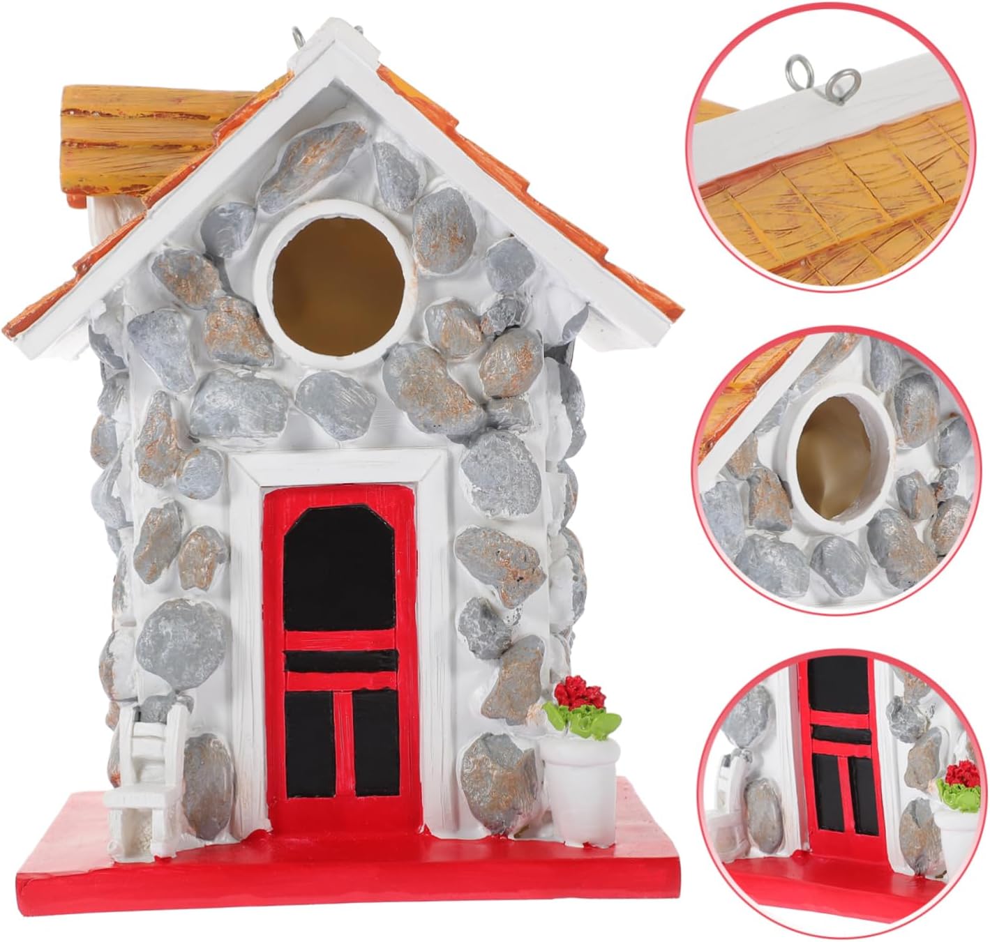 Garneck Resin Bird Nest Large Stone Birdhouse Garden Decor Outside Bird House Easy to Hang