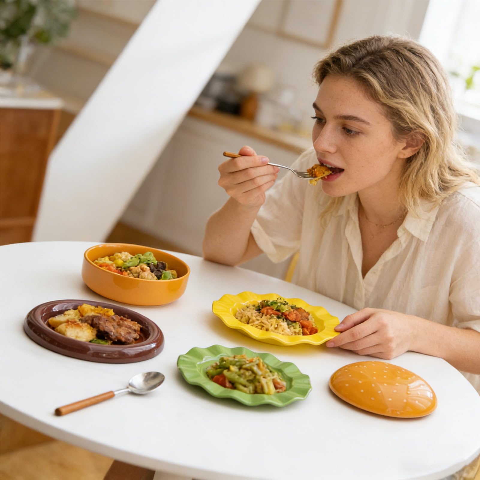 Zestaw talerzy do hamburgerów, ceramiczna, nadająca się do układania w stos, bezpieczna w kuchence mikrofalowej, zestaw talerzy kuchennych, taca do serwowania, do domu, kuchni, restauracji, na kemping