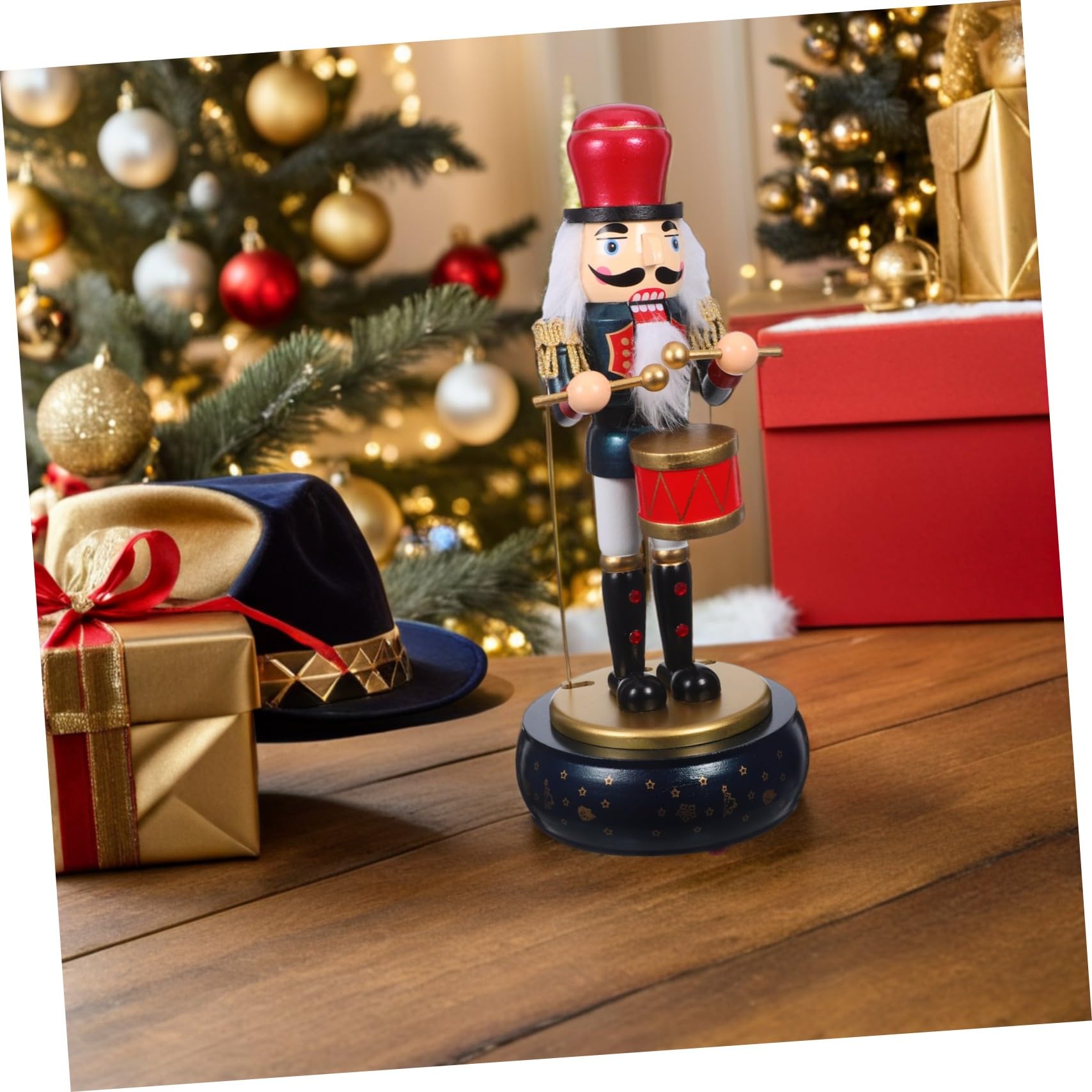 Amosfun Carillon Schiaccianoci di Natale Figurina Soldato Batterista in Legno Decorazione Musicale per Feste Natalizie e Decorazioni di Casa