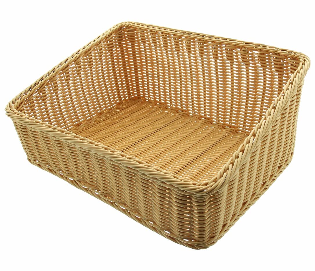 Auslagekorb aus Poly-Rattan, rechteckig, 50x40 cm, Brotkorb, Buffetkorb, Servierkorb, Obstkorb, Gemüsekorb, Aufbewahrungskorb, Regalkorb