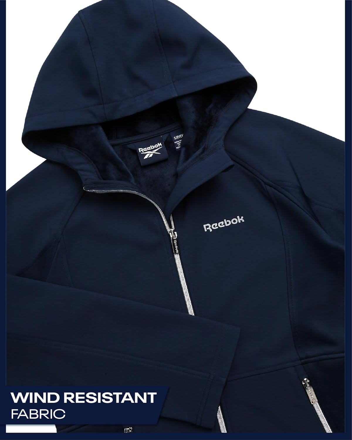 Reebok Womens Softshell Jacket - Super Soft Woven Wind Resistant Womens Fleece Jacket for Golf Running Gym Workout Hiking - Image 5