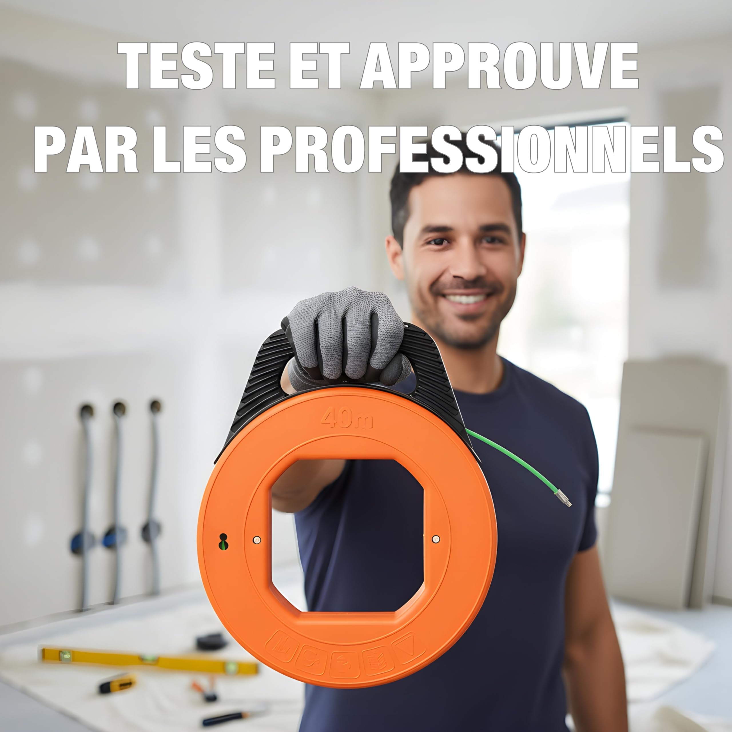 Jag's Tools Aiguille Tire-Fil Électricien 40m avec Gel Lubrifiant