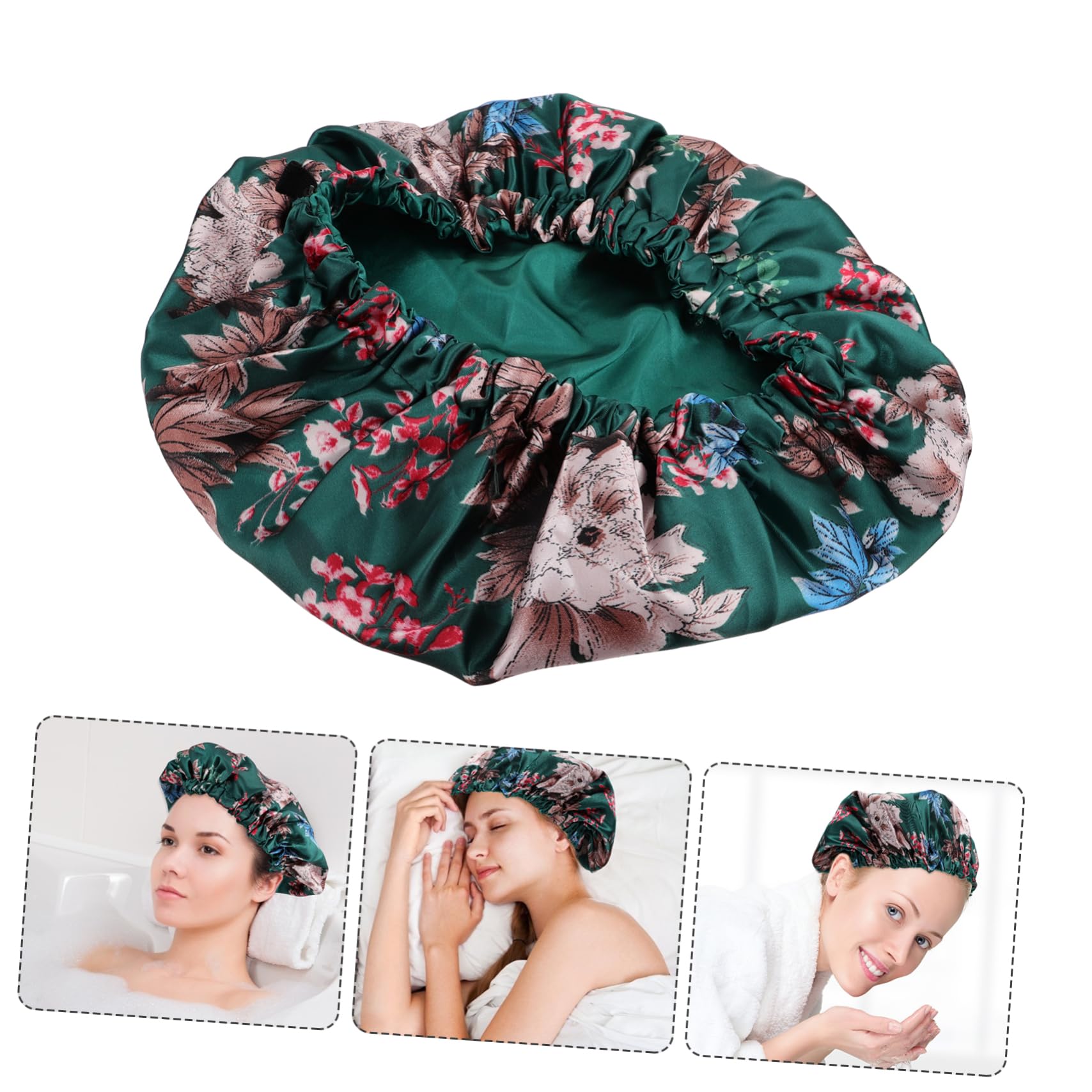FRCOLOR 5stücke Damen Duschhaube Wasserdichte Satin Duschmütze Elastische Badekappe Für Haarpflege Multifunktional Für Zuhause Reisen Und Spa Peoniengrün Robust Und Langlebig