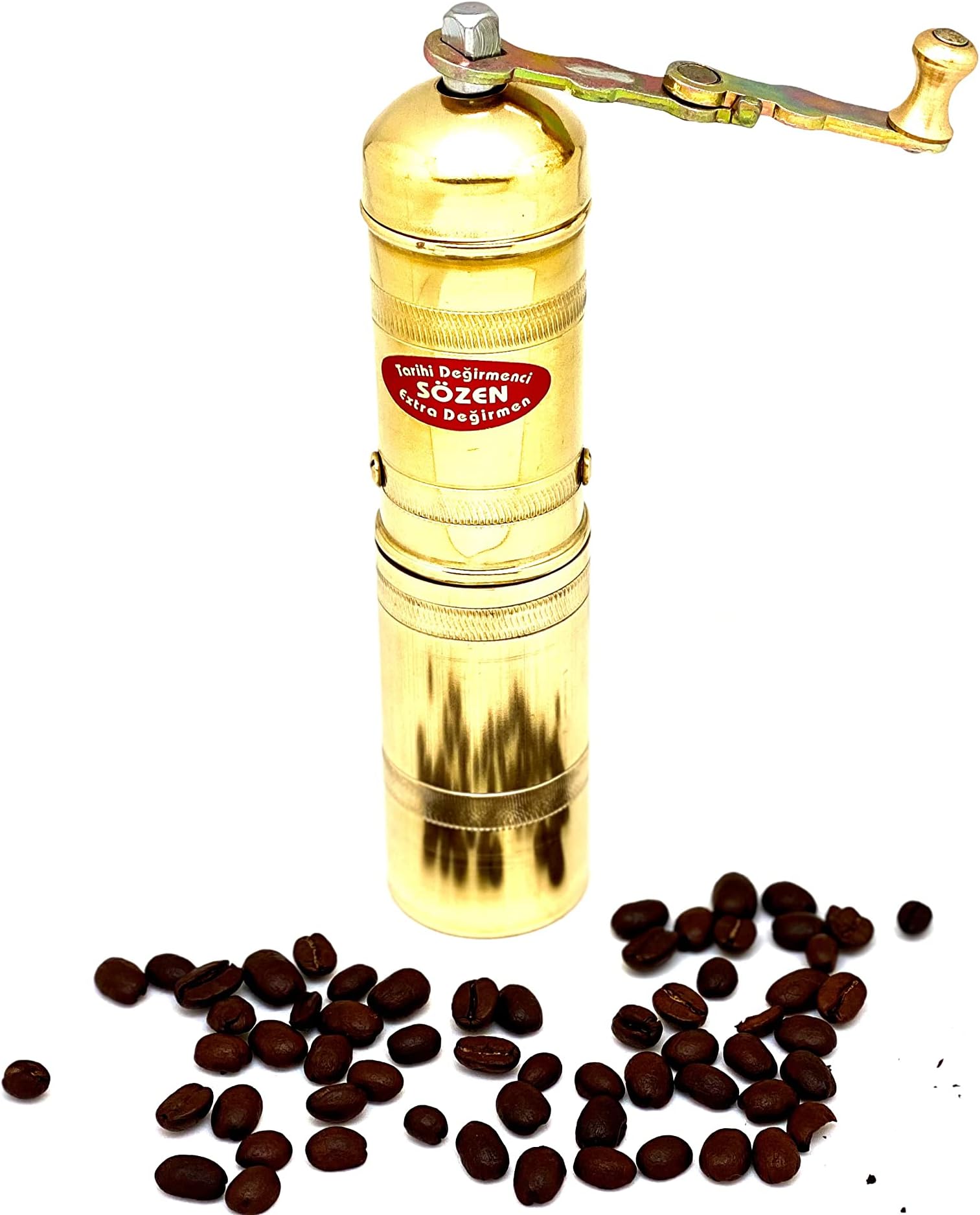 7" Handmade Manual Brass Coffee Bean Mill Grinder Adjustable Portable