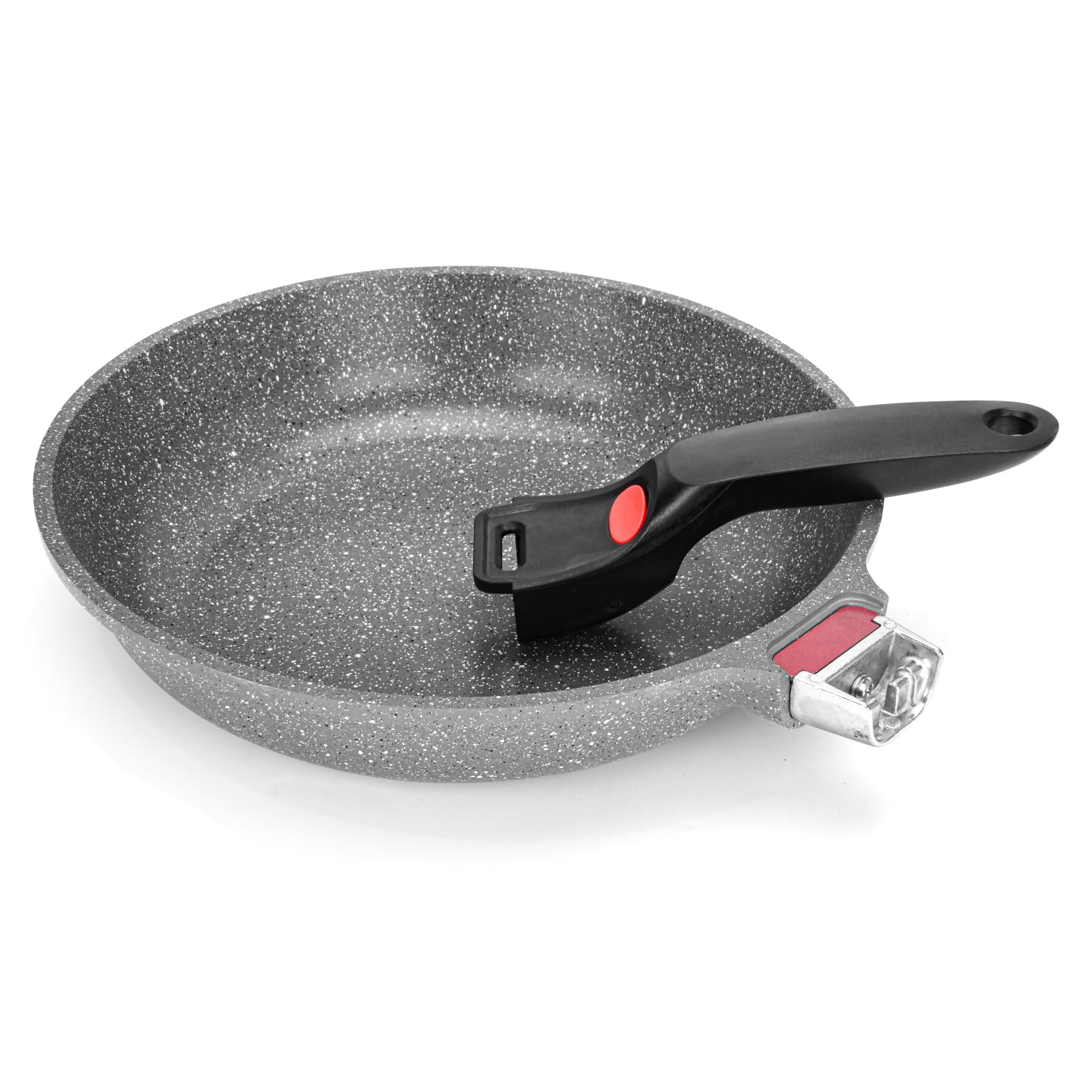 Fissman Bratpfanne, Aluminium mit Marmor-Beschichtung, abnehmbarer Griff mit rotem Druckknopf, Serie La Granite 26cm fry pan