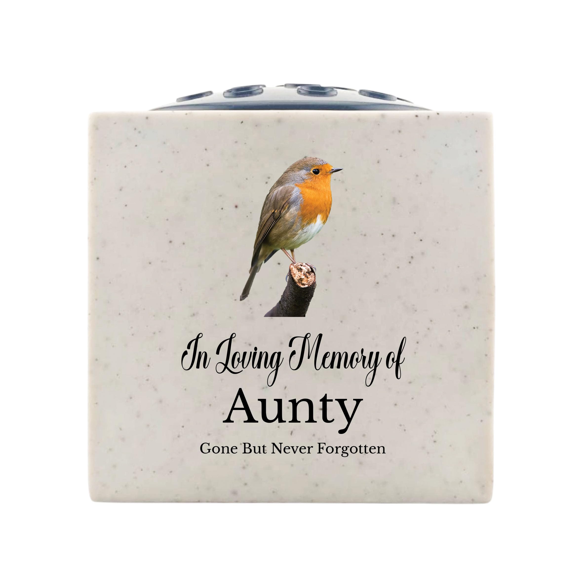 In Loving Memory Of Memorial Rose Bowl Grave Marker Flower Pot Vase With Robin Design (UV PRINTED) (Aunty)