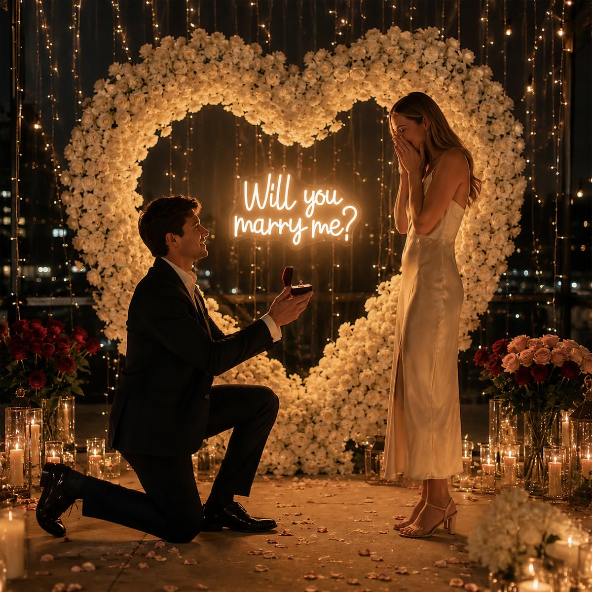 Neonschild mit Aufschrift "Will You Marry Me" für Hintergrund, Acryl-Antragsschild mit LED-Licht, Buchstaben für Heiratsantrag, Dekorationen, Hochzeit, Valentinstag, Verlobung, Party