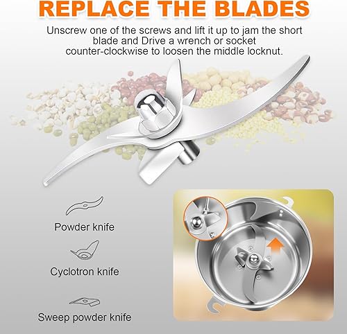 Miniatura 3 de Molinillo de granos de 26.46 oz para harina, molinillo eléctrico de especias, molinillo en seco de acero inoxidable de alta velocidad para hierbas,