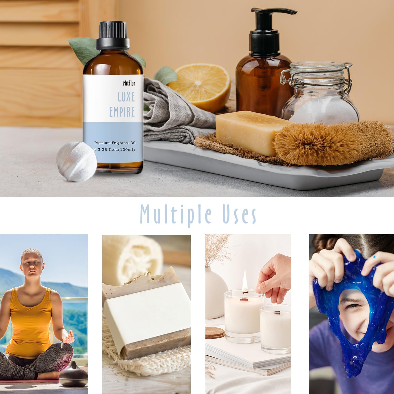 Luxe Empire Fragrance Oil, MitFlor 100ml Single Scented Essential Diffuser Oil, Premium Fragrance Oil for Soap & Candle Making, Home Diffusing, Perfume, Beard Oil and More, Men's Cologne Scent Gift