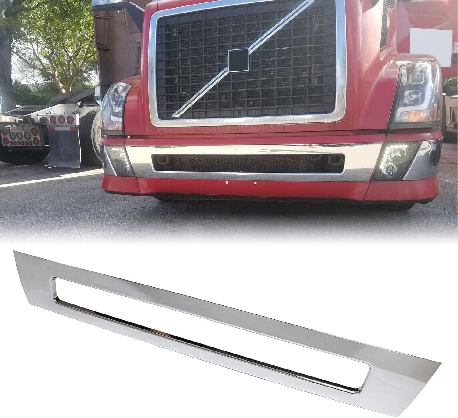 Chrome Bumper Center Cover Trim for 2004-2015 VNL 300 430 630 670 730 780