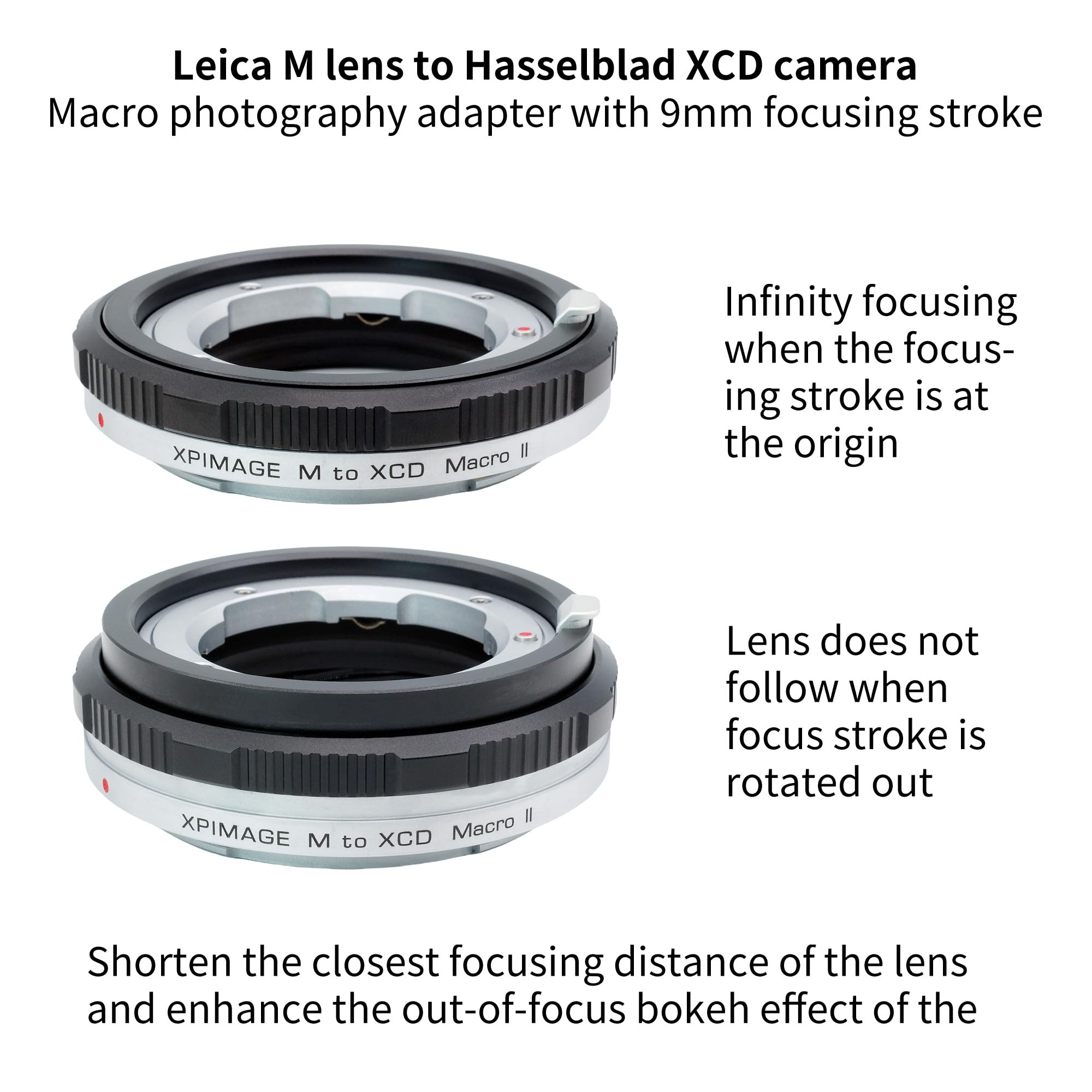 Pierścień adaptera mocowania obiektywu makro kompatybilny z obiektywem Leica M do aparatu Hasselblad X System XCD Zbliżenie