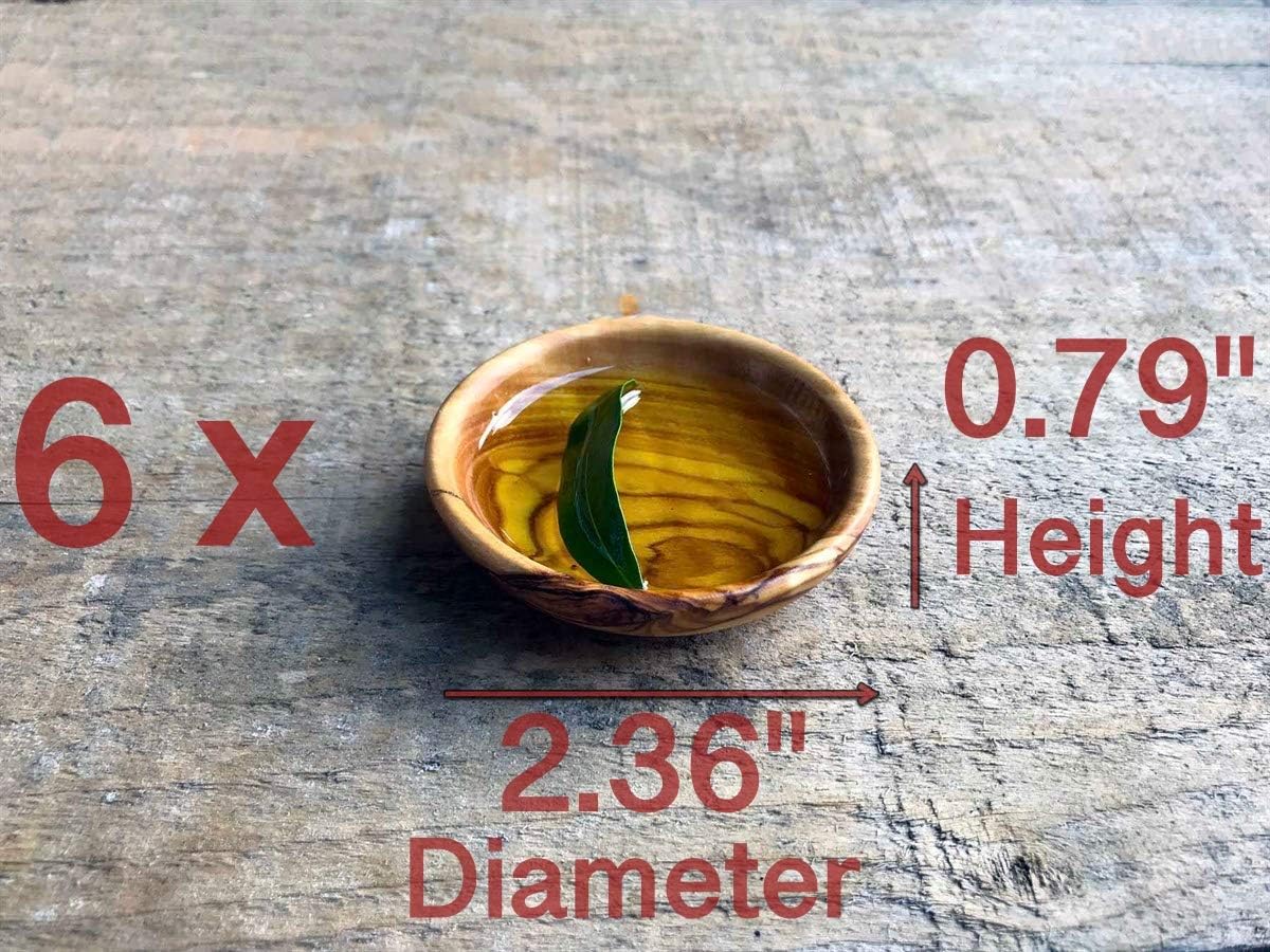 Flash Deals - 60% OFF Tubibu Olive Wood Mini Bowls Set of 6 Handmade Bowls, Handcrafted Wooden Mini Bowls