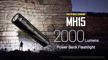 NITECORE MH15 Power Charger Flashlight -2000 Lumens w/ NB20000 20,000mAh PowerCharger and Eco-Sensa USB-C Charing Cable