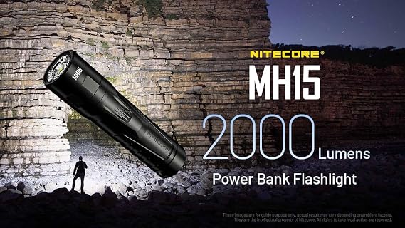 NITECORE MH15 Power Charger Flashlight -2000 Lumens w/ NB20000 20,000mAh PowerCharger and Eco-Sensa USB-C Charing Cable