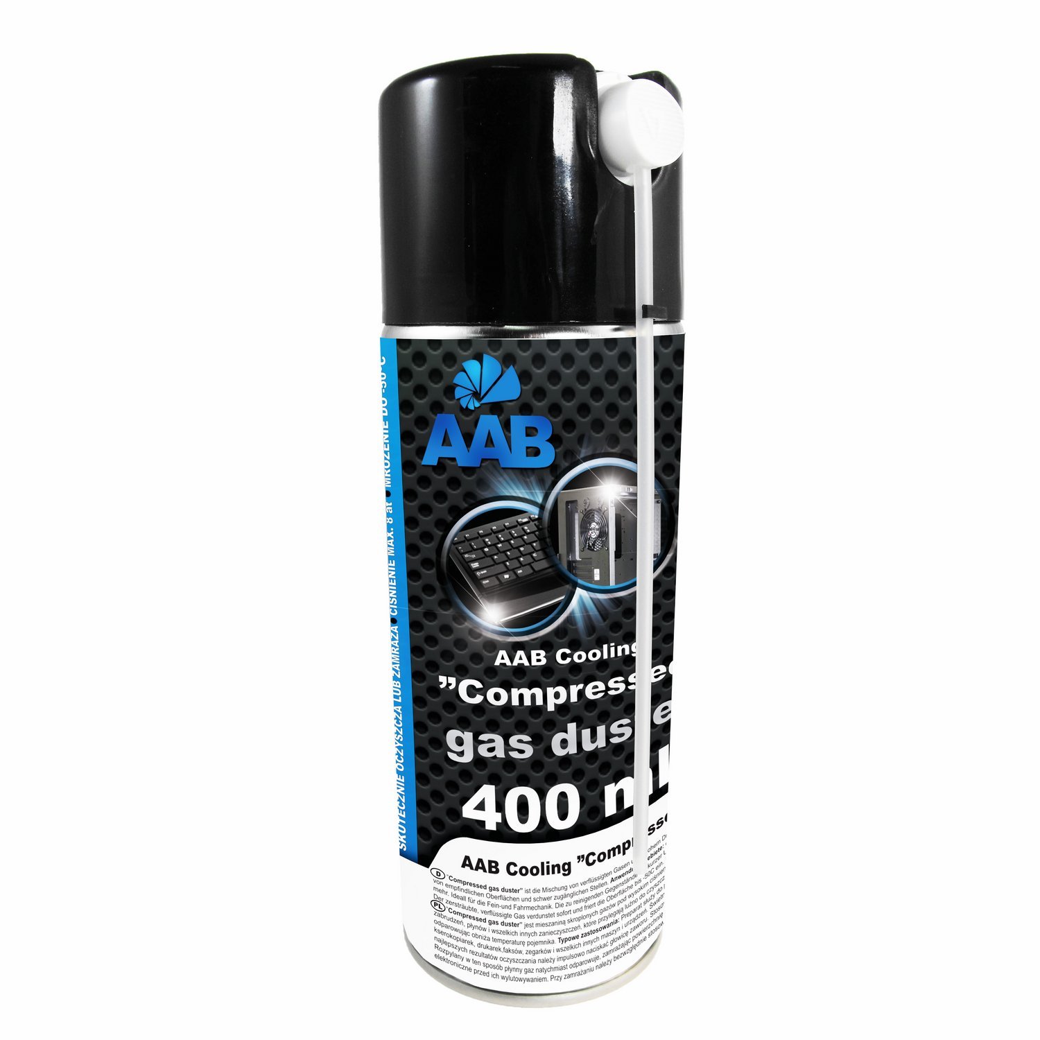 10 x AAB Compressed Gas Duster 400ml - Aerozol Czyszczący, Sprężone Powietrze do Wyposażenia Komputerowego, Puszka, Spray do Odkurzania Komputera, Klawiatury, Laptopa, Sprzętu Biurowego, PC