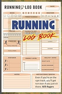 Daily Running Journal Log: Runners Logbook with Motivational Quotes, Day-by-Day Runners Planner with Training, Track Distance, Speed, Duration, Heart Rate, Weather, Time, and Goals, and More