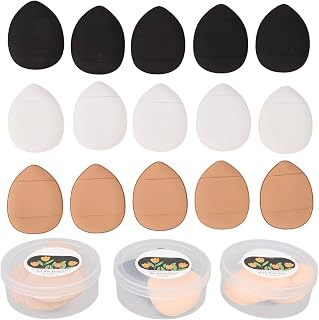 15pcs Mini Triangular Makeup Puffs | Finger Size Powder Sponge for Wet/Dry Foundation | Soft & Skin - Friendly Cosmetic Tools for Ladies/Women | 3 Storage Boxes Included