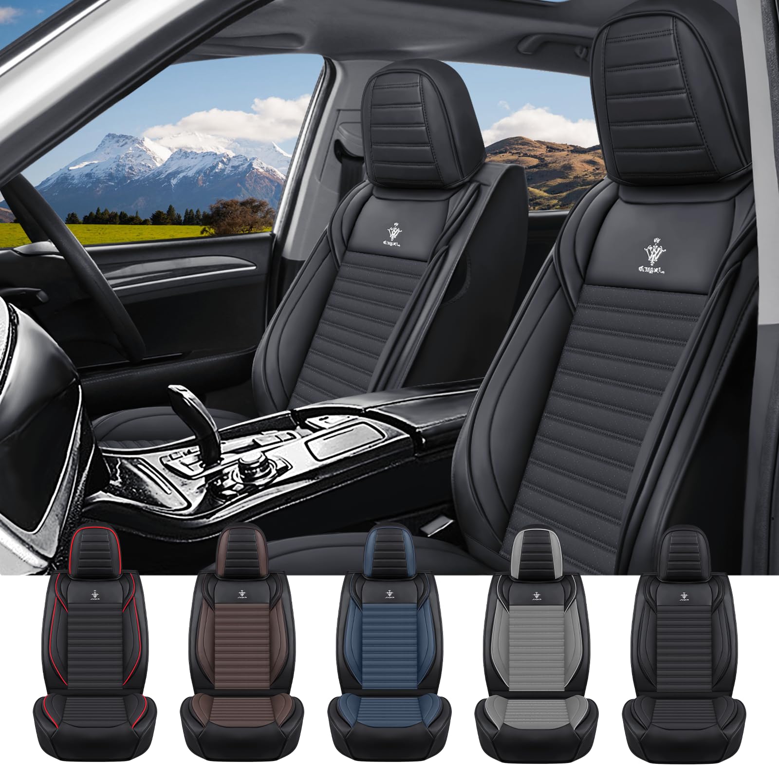 - Custom Fit Car Seat Covers for Infiniti Q50 2014-2025 Front Set-Breathable Perforated Nappa Leather Seat Protectors, Airbag Compatible, Water-Resistant&Easy to Clean Cushion (Black)