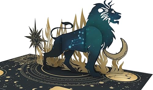 Miniatura 4 de iGifts And Cards Leo - Tarjeta emergente de cumpleaños, felicitación de astrología del zodiaco 3D, diseño de constelación de león celestial, 5 x 7