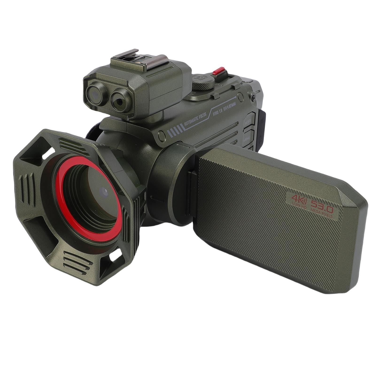 Videocamera per Videocamera, Fotocamera Ultra HD 4K 53MP 50x Digital Zoom Vlogging, Focus Auto Focus, Rotazione da 3 Pollici a 270 Gradi, Scarpa Calda, Supporto Fino a 512 GB (GREEN)