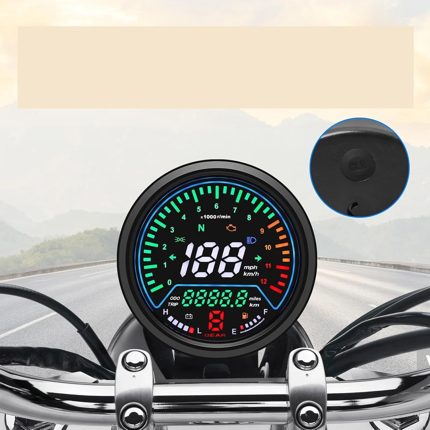 Odometer Speedometer Universal Speedometer Digital Dashboard Meters 12000RPM Kmh/mph Voltage Alarm Display Gear Indicator For GN125