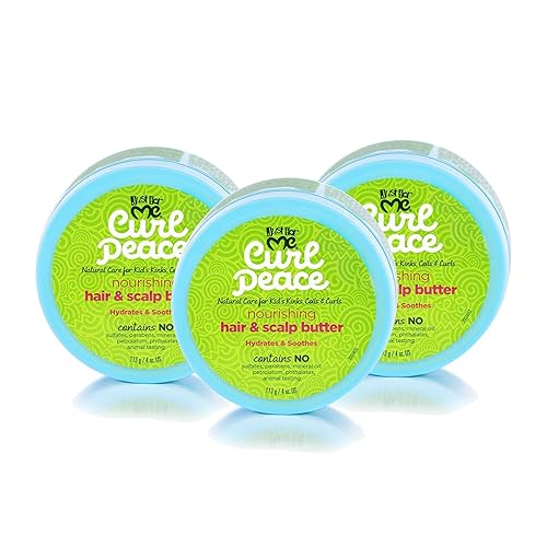 Just For Me Curl Peace - Mantequilla nutritiva para el cabello y el cuero cabelludo (paquete de 3) - Hidrata y calma, contiene aceite de semilla de