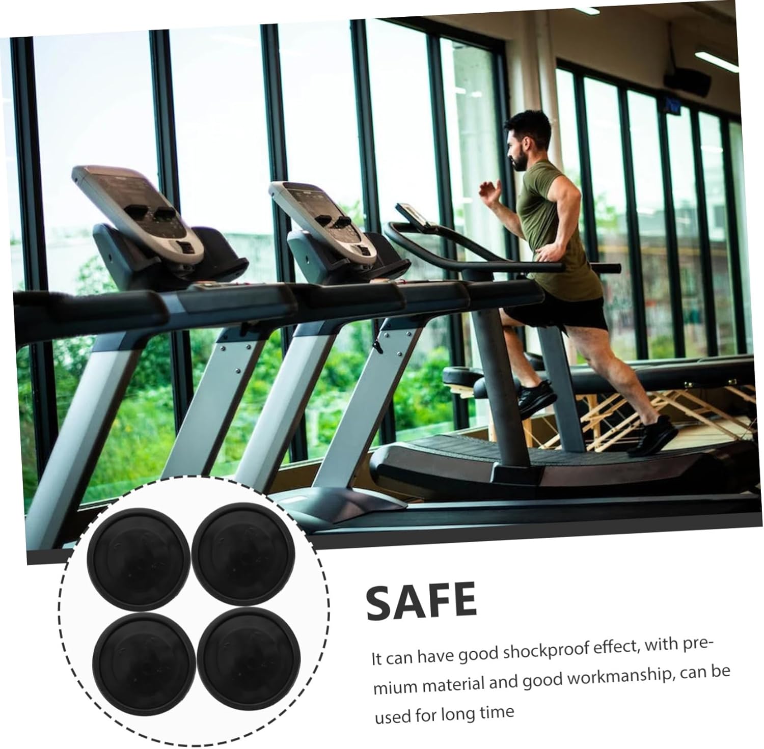 Mikikit 4pcs Fitness Equipment Feet Pads with Shockproof Caster Cups for Floor Protection Furniture Floor Protectors for Hardwood Home Gym Living Bedroom Use