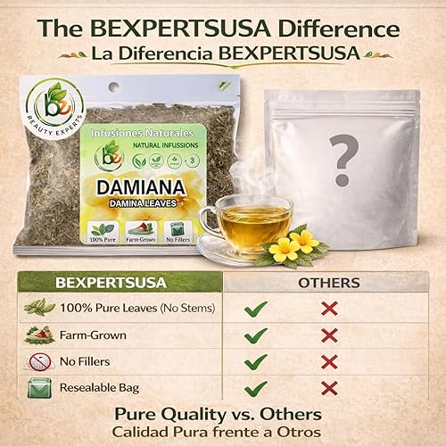 Miniatura 4 de Té de hoja de Damiana  4 oz (113g) Té de hierbas suelto + Infusor de té de acero inoxidable  100% Natural Turnera diffusa  Origen mexicano auténtico