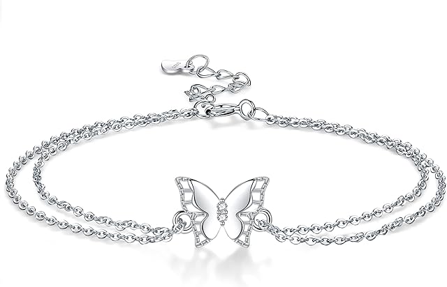 J.MUEN Fußkettchen Sterling Silber 925 Damen |Sommer Strand Wasserfeste Fusskettchen Schmuck für Damen Mädchen