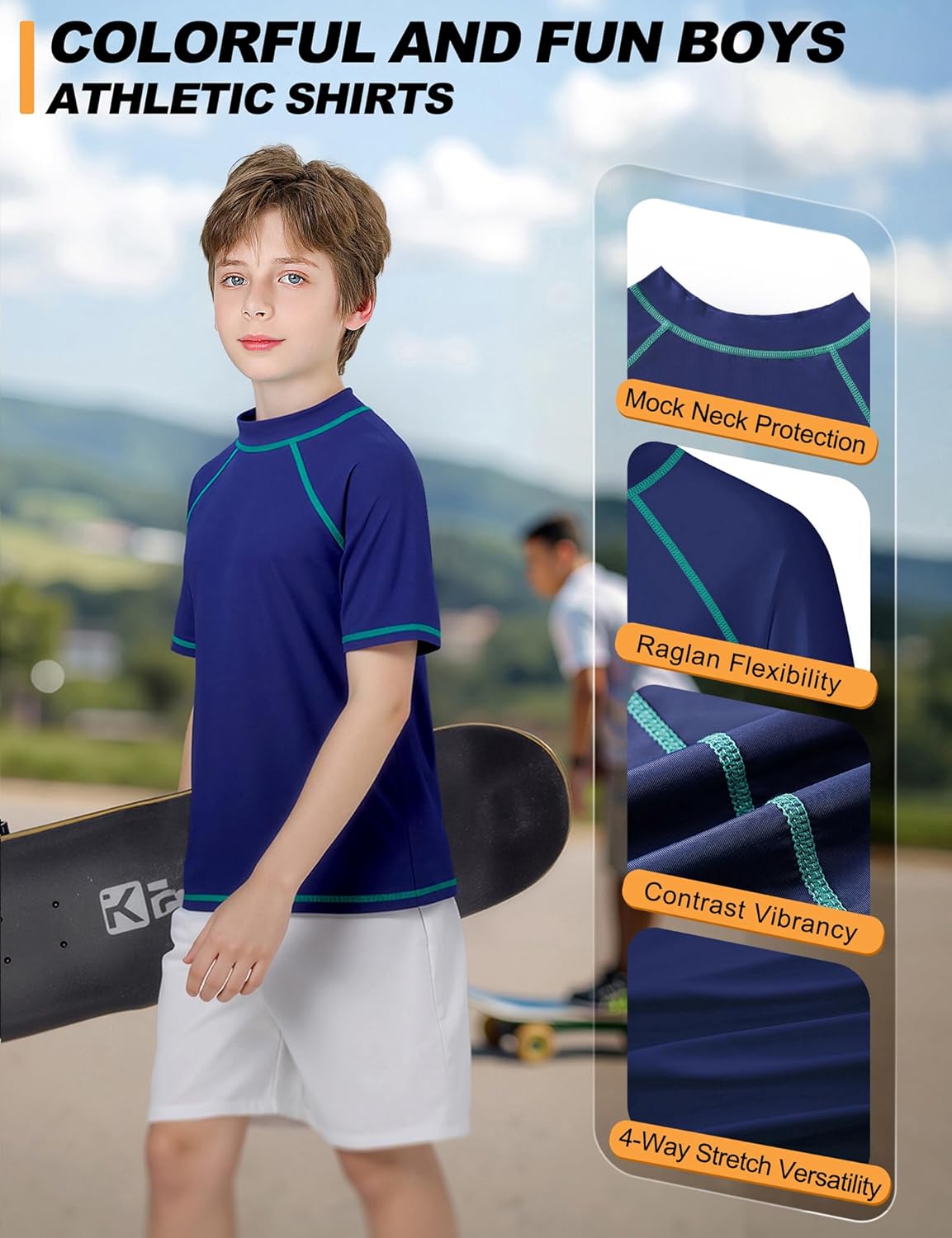 Boys Rash Guard Short Sleeve Swim Shirt UPF 50+ Sun UV Protection Kids Youth SPF Surfing Water Beach Swimwear Top Quick Dry - Image 5