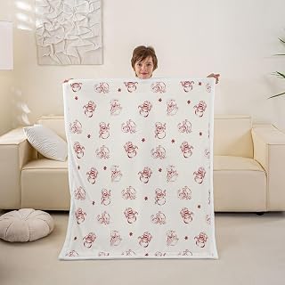 Homewish Gothic Snowman Throw Blankets 40"×50",Girls Boys | Snowflake Pattern Fleece Blanket,Christmas Holiday Fuzzy Blankets Beige Red Sherpa Blanket Chair Sofa Decor