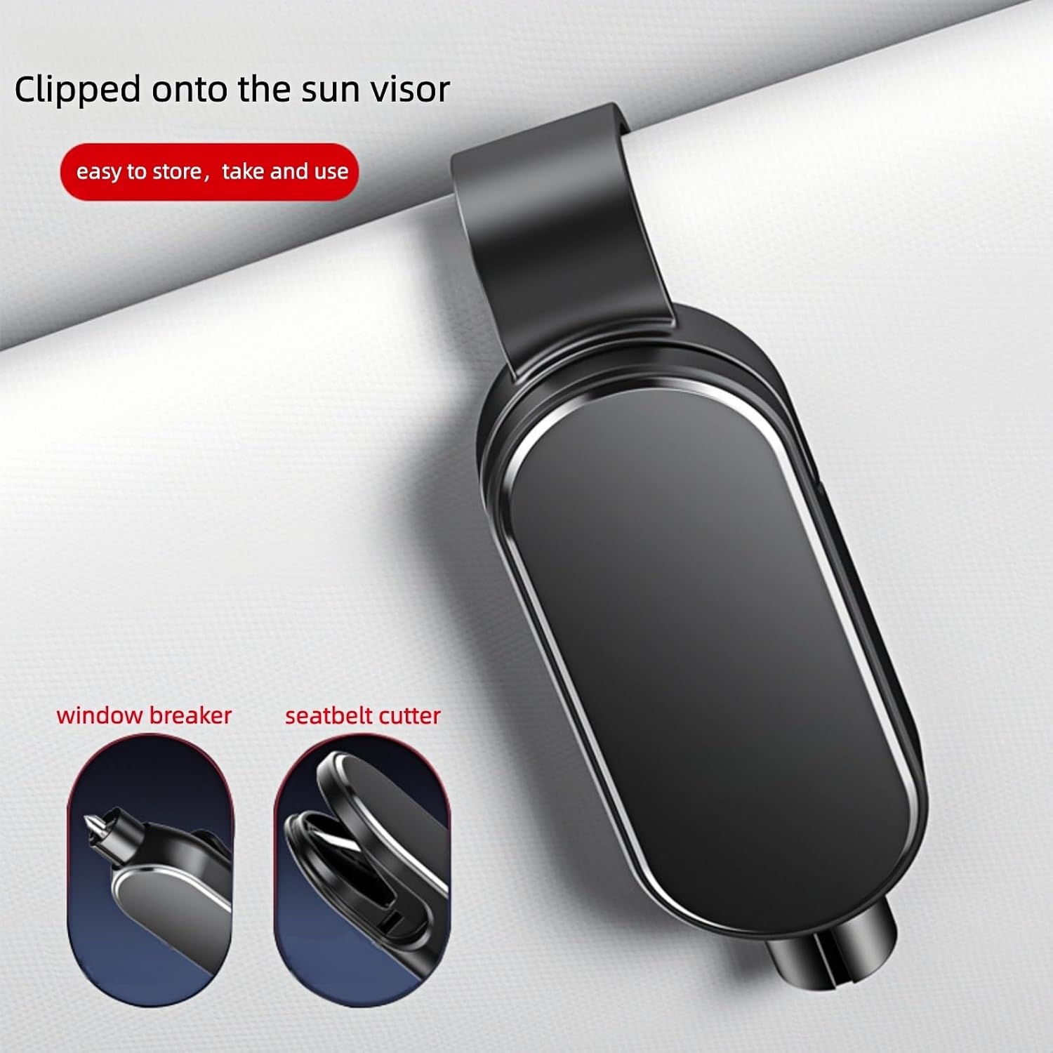 Window Breaker Seatbelt Cutter,2 in 1 Car Safehammer Window Punch Emergency Escape Tool,Safety Hammer Glass Breaker Seat Belt Cutter Underwater for Automotive (1, Black)