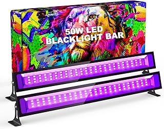 AUROHOPE 2x50W LED Luz Negra, Lampara UV 385nm con Interruptor & Soporte Ajustable de 180°, Impermeable IP66, Luz Ultravioleta para Fiestas o Decoración de Halloween