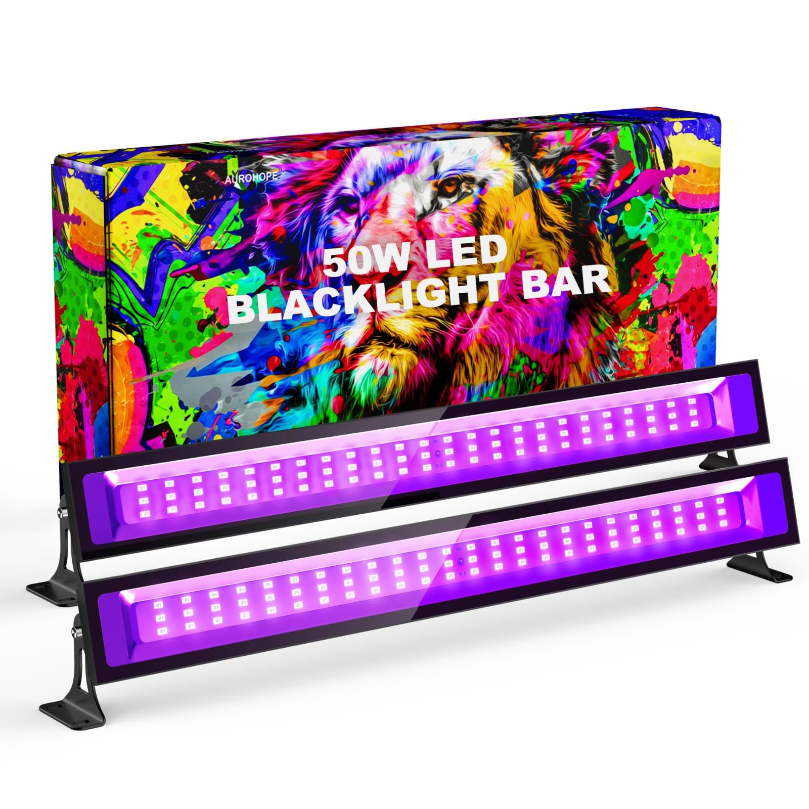 AUROHOPE 2x 50W LED Blacklight Schijnwerper UV 385nm - IP66 Waterdicht Voor Feestjes