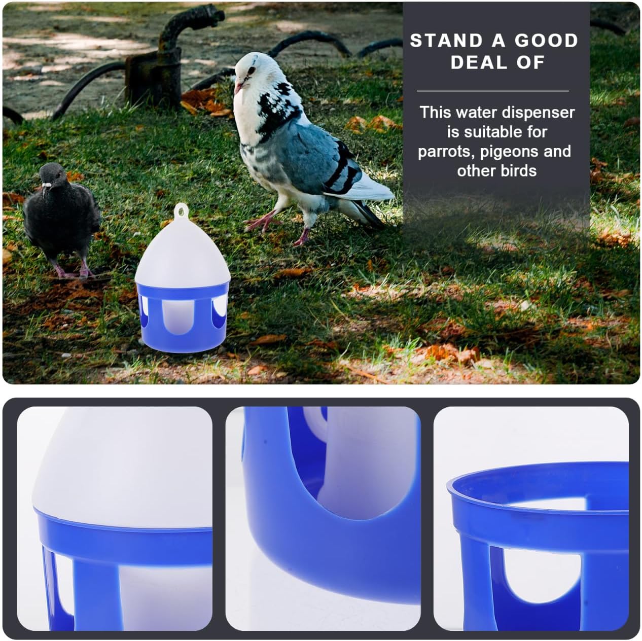 SEWACC Pigeon Water Drinker 2L Plastic Bird Self Drinker Portable Water Dispenser for Professional Pigeon Feeding Supplies