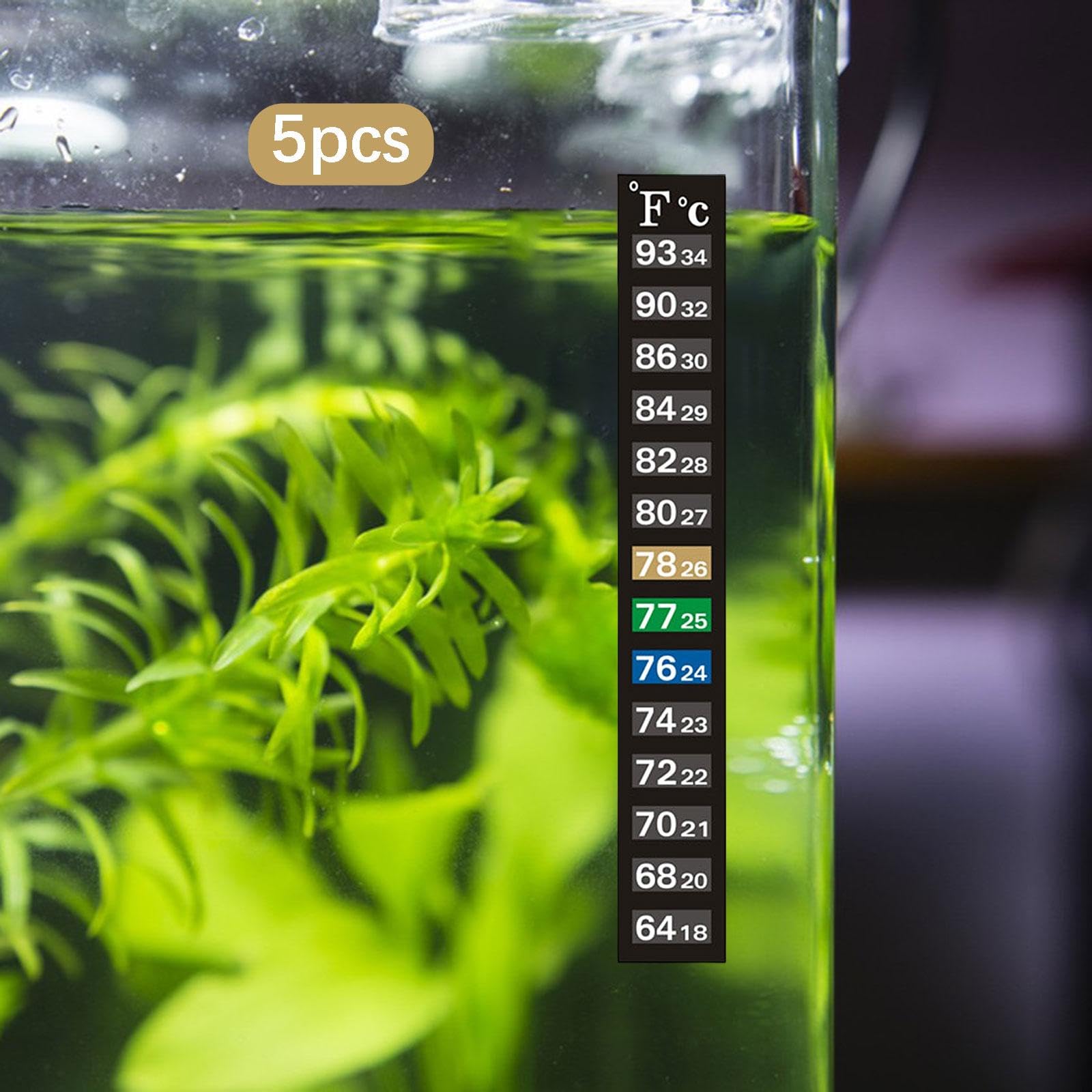 5 Pezzi Strisce Termometro Acquario Sticker Termometro Serbatoio Indicatori Temperatura Decalcomanie Lettura Facile per Acquariofilia E Piante, Verticale