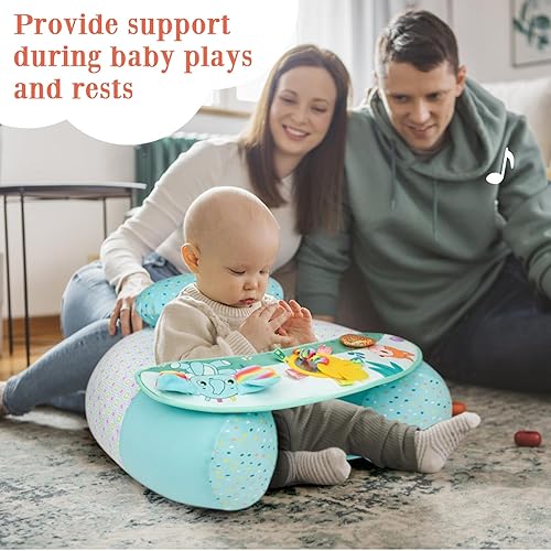 Miniatura 4 de Baby Donut Sit Me Up Asiento de suelo para 3-36 meses, asiento inflable para bebé con funda, silla de actividades para sentarse, bandeja sensorial