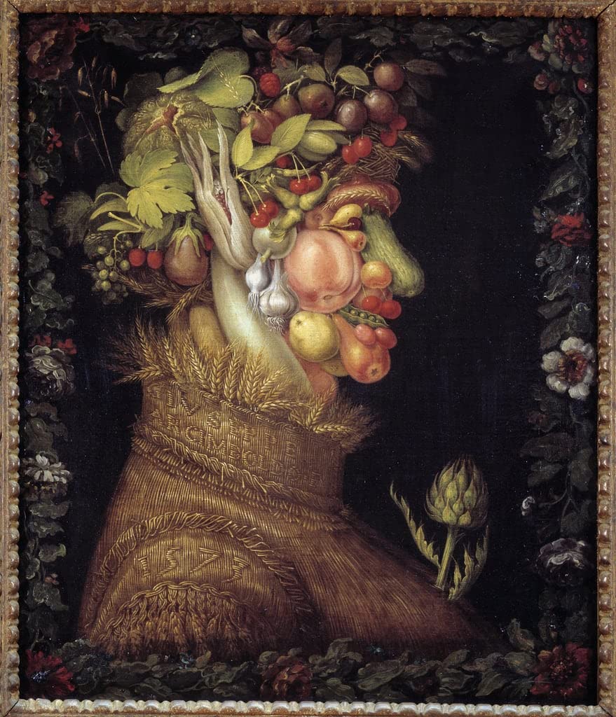 Stampe D'arte Della Parete Quadro su Tela Pittura classica l'Estate Allegoria delle Stagioni Dipinto di Giuseppe Arcimboldo per l'arredamento dell'ufficio 60x90cm