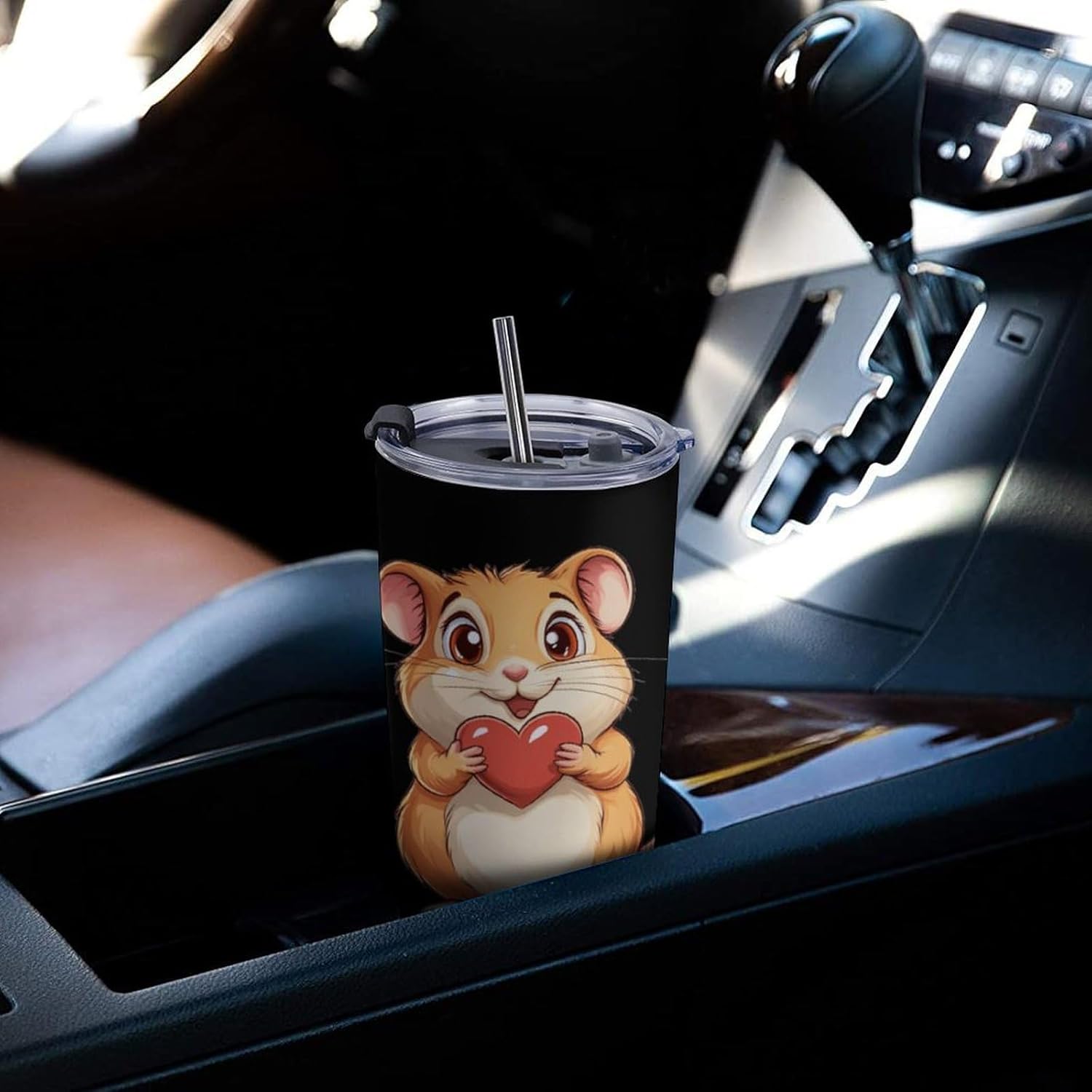 Hamster Love Heart Travel Coffee Mug Stainless Steel Insulated Tumbler Water Bottle Tea Cup for Home Office